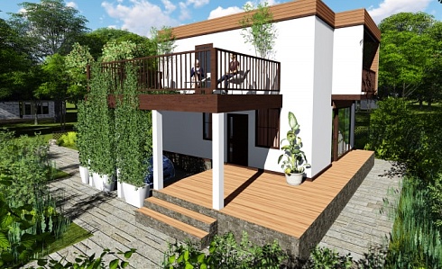 Индивидуальный жилой дом по адресу: Республика Крым, г. Алушта, с. Лучистое. Общая площадь 102 м2. Сдан 07. 2019. 