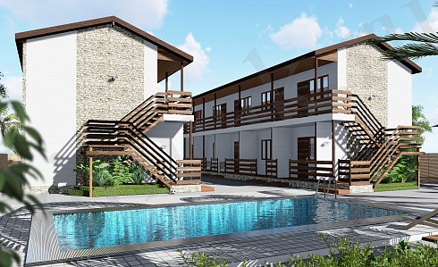 Двухэтажная гостиница по адресу: Краснодарский край, г. Анапа, ул Морская,21. Общая площадь 688 м2. Сдана 04.2019