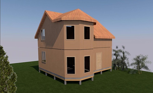 Индивидуальный жилой дом с мансардой по адресу: Симферопольский район, с. Мирное, район СТ "Дзержинец". Общая площадь всех помещений - 106 м2. Сдан 10.2018